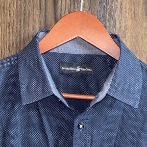 Beverly Hills Polo Club Men's Navy Microdot Dress Shirt